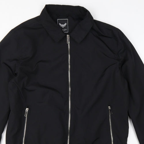 Brave Soul Men’s Black L Bomber Jacket Collared Full Zip