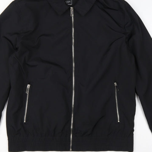 Brave Soul Men’s Black L Bomber Jacket Collared Full Zip