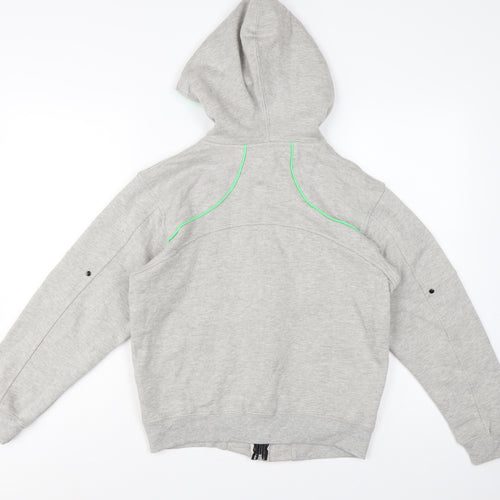 DL-Issue Boys Grey Full Zip Hoodie L Graphic Print Pockets