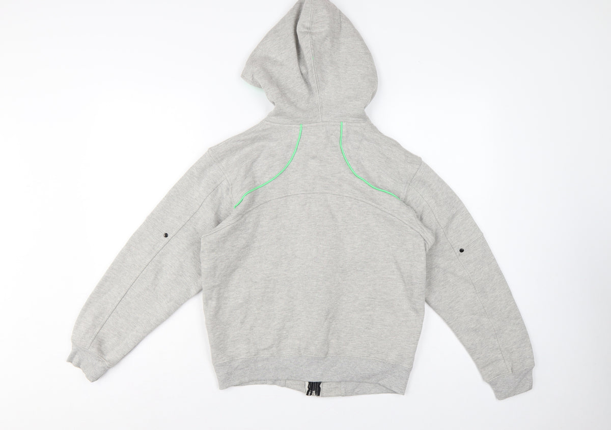 DL-Issue Boys Grey Full Zip Hoodie L Graphic Print Pockets