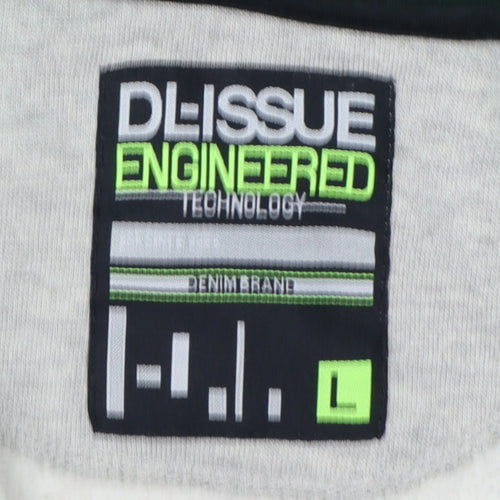 DL-Issue Boys Grey Full Zip Hoodie L Graphic Print Pockets