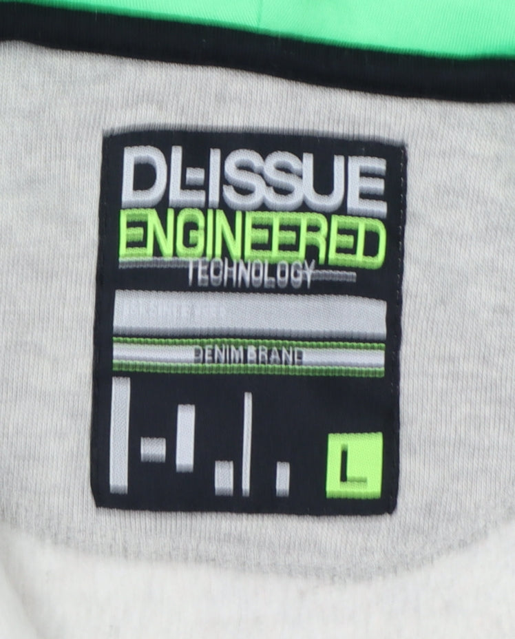 DL-Issue Boys Grey Full Zip Hoodie L Graphic Print Pockets