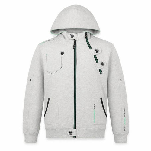 DL-Issue Boys Grey Full Zip Hoodie L Graphic Print Pockets