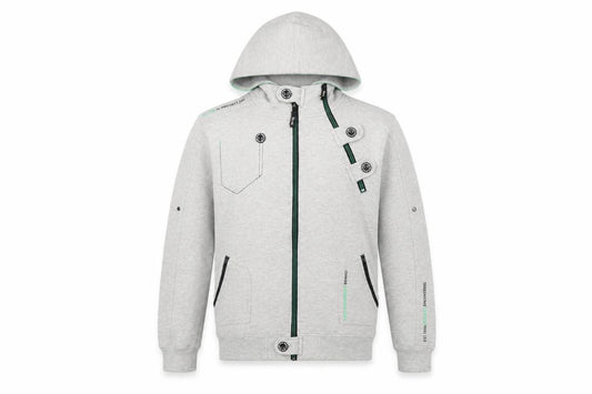 DL-Issue Boys Grey Full Zip Hoodie L Graphic Print Pockets