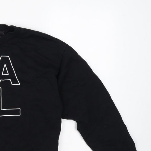 Karl Lagerfeld Women Black M Logo Graphic Cotton Crew Neck Sweatshirt