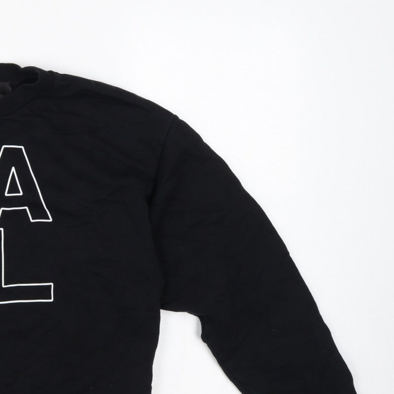 Karl Lagerfeld Women Black M Logo Graphic Cotton Crew Neck Sweatshirt