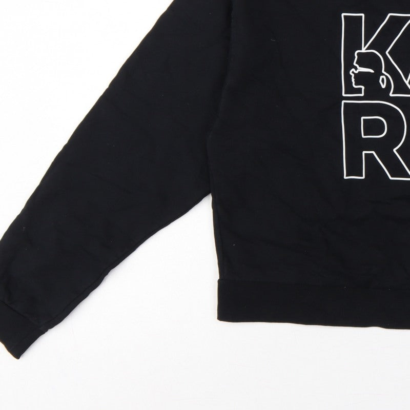 Karl Lagerfeld Women Black M Logo Graphic Cotton Crew Neck Sweatshirt