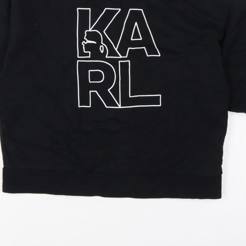 Karl Lagerfeld Women Black M Logo Graphic Cotton Crew Neck Sweatshirt