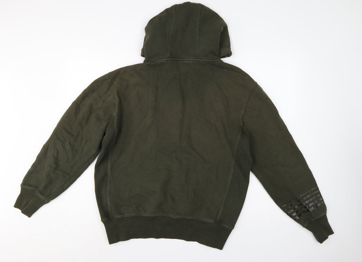 Brand and care label for Superdry Men’s Green M Pullover Hoodie Army Logo Graphic Fleece