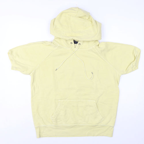 Gap Women's Yellow XL Short Sleeve Pullover Hoodie Kangaroo Pocket