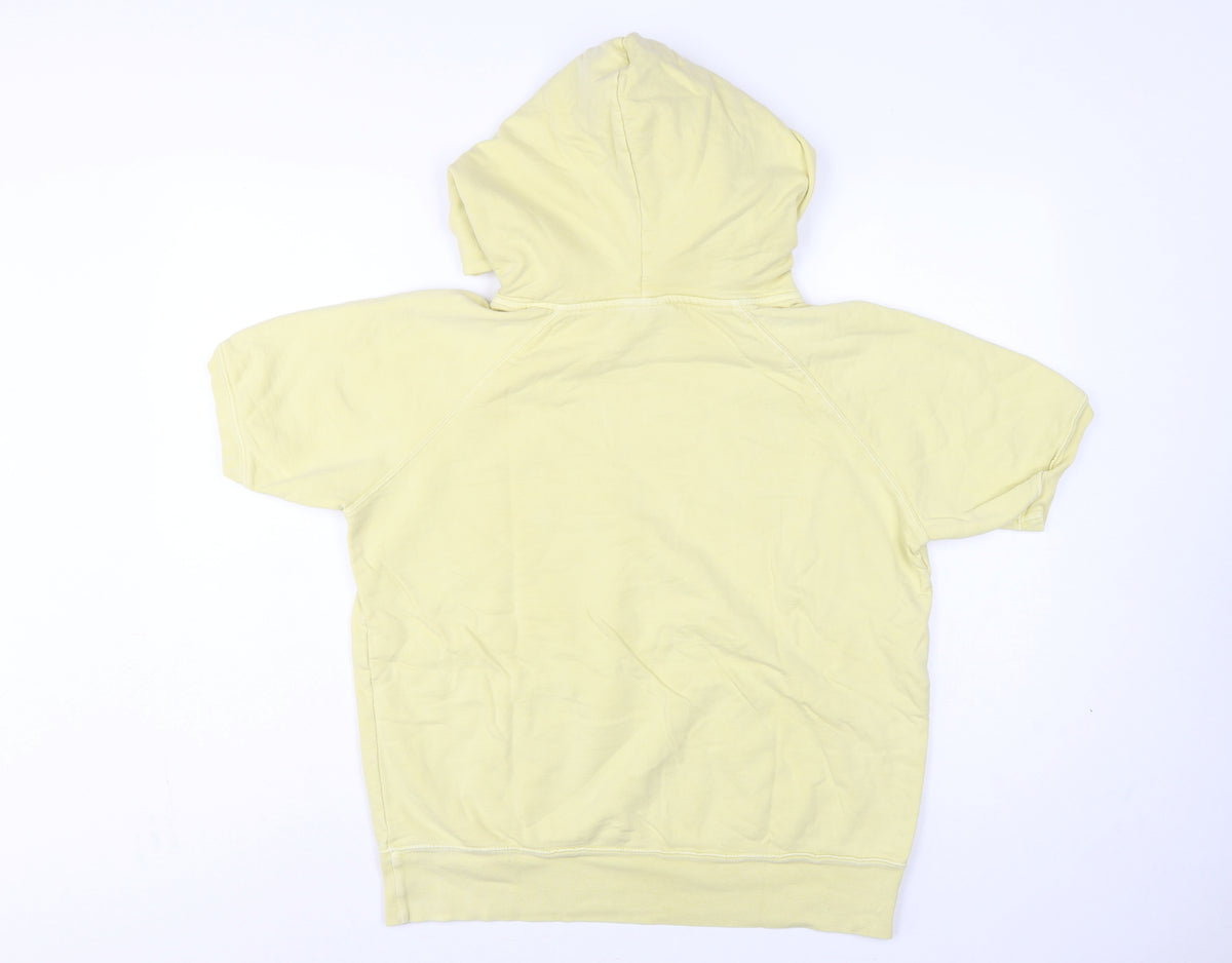 Gap Women's Yellow XL Short Sleeve Pullover Hoodie Kangaroo Pocket