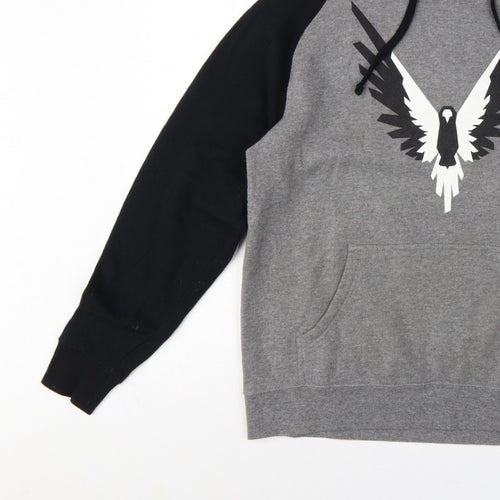 Maverick Logan Paul Men's Grey Black S Eagle Graphic Pullover Hoodie