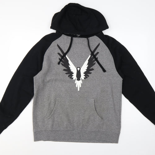 Maverick Logan Paul Men's Grey Black S Eagle Graphic Pullover Hoodie