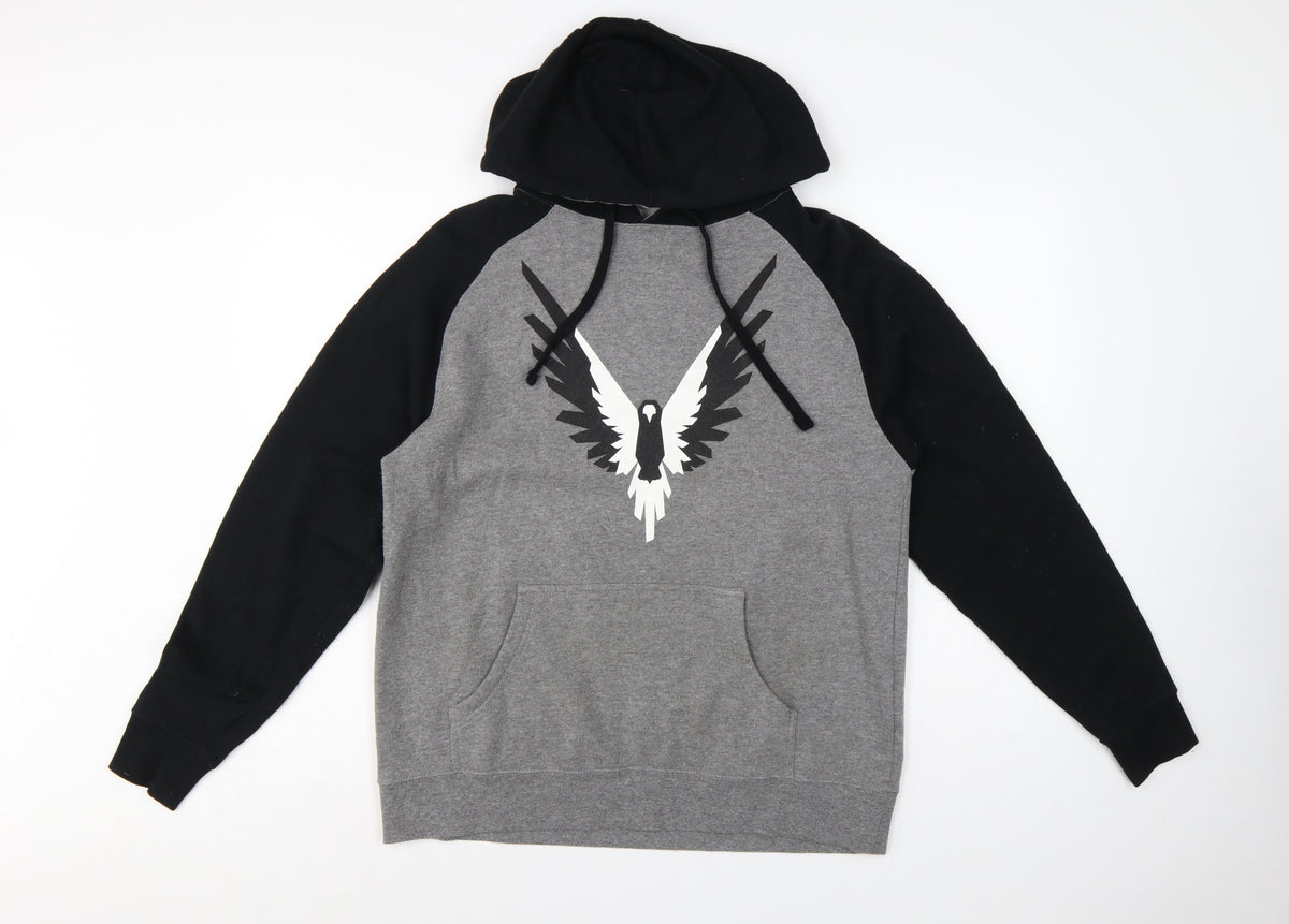Maverick Logan Paul Men's Grey Black S Eagle Graphic Pullover Hoodie