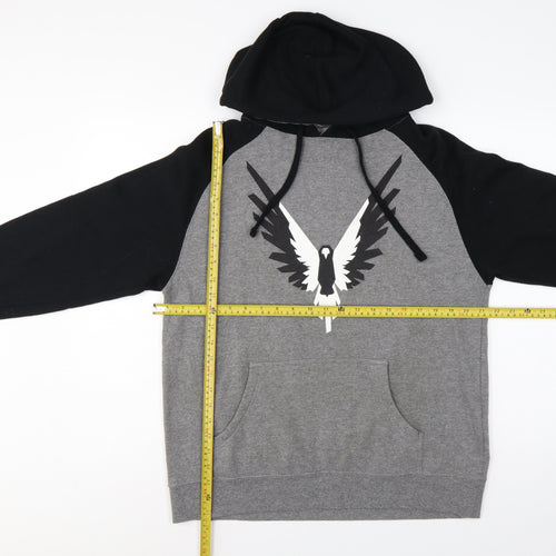 Maverick Logan Paul Men's Grey Black S Eagle Graphic Pullover Hoodie