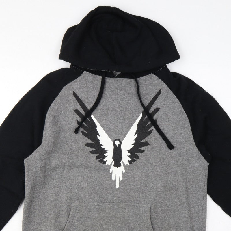 Maverick Logan Paul Men's Grey Black S Eagle Graphic Pullover Hoodie