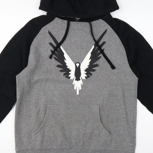 Maverick Logan Paul Men's Grey Black S Eagle Graphic Pullover Hoodie