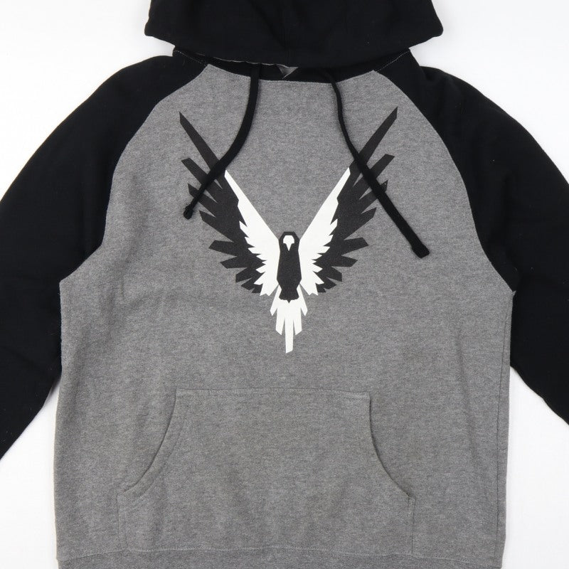 Maverick Logan Paul Men's Grey Black S Eagle Graphic Pullover Hoodie
