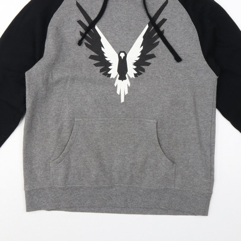 Maverick Logan Paul Men's Grey Black S Eagle Graphic Pullover Hoodie