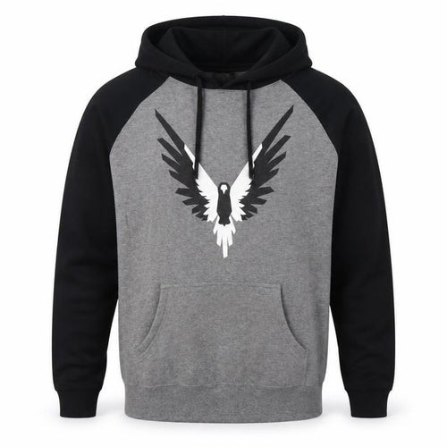 Maverick Logan Paul Men's Grey Black S Eagle Graphic Pullover Hoodie