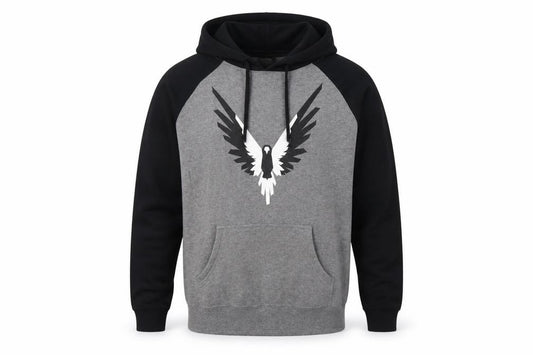 Maverick Logan Paul Men's Grey Black S Eagle Graphic Pullover Hoodie