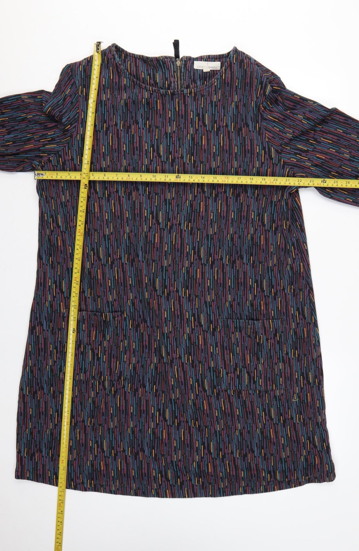 Seasalt Cornwall Women Multicoloured UK 22 Shift Dress Geometric 3/4 Sleeve