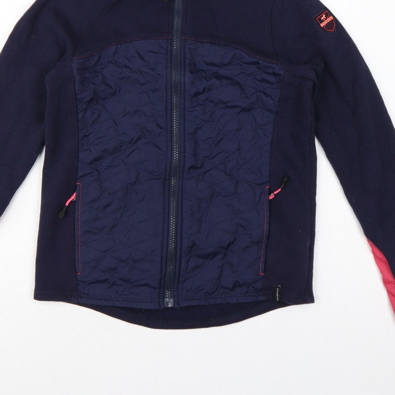 Decathlon Girls Blue Pink 12 Years Quilted Full Zip Riding Jacket