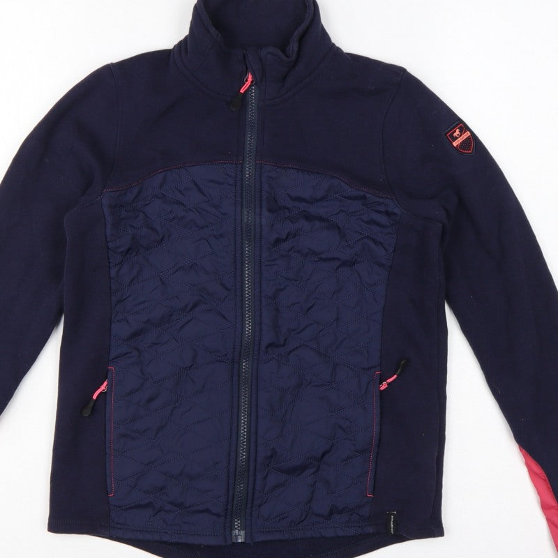Decathlon Girls Blue Pink 12 Years Quilted Full Zip Riding Jacket