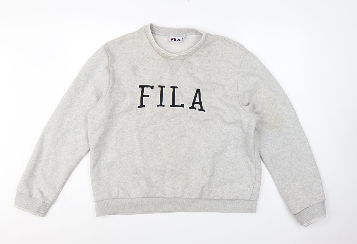 Back view of Fila Women Grey XL/16 Logo Pullover Crew Neck Sweatshirt