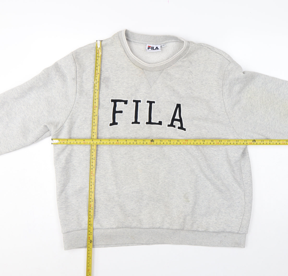 Close-up detail of Fila Women Grey XL/16 Logo Pullover Crew Neck Sweatshirt