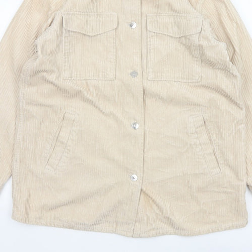 H&M Men’s Beige Corduroy Button Jacket Size S Collared Utility