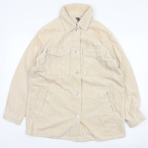 H&M Men’s Beige Corduroy Button Jacket Size S Collared Utility