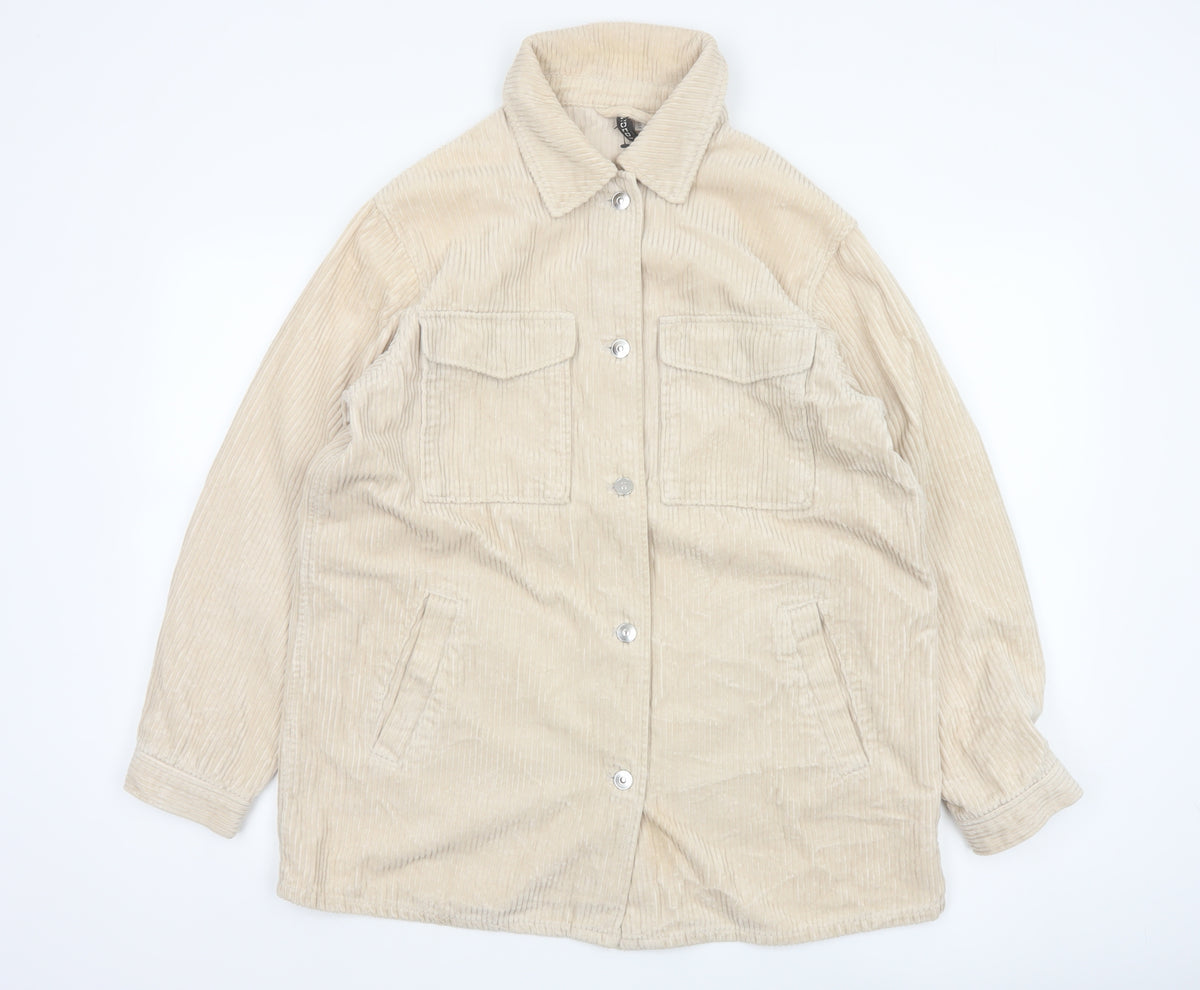H&M Men’s Beige Corduroy Button Jacket Size S Collared Utility