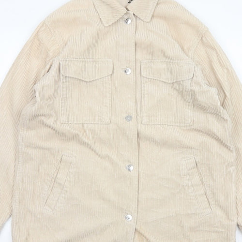 H&M Men’s Beige Corduroy Button Jacket Size S Collared Utility