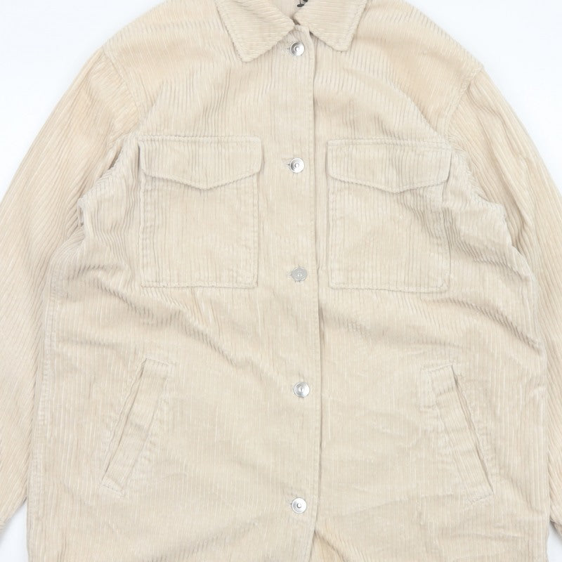 H&M Men’s Beige Corduroy Button Jacket Size S Collared Utility
