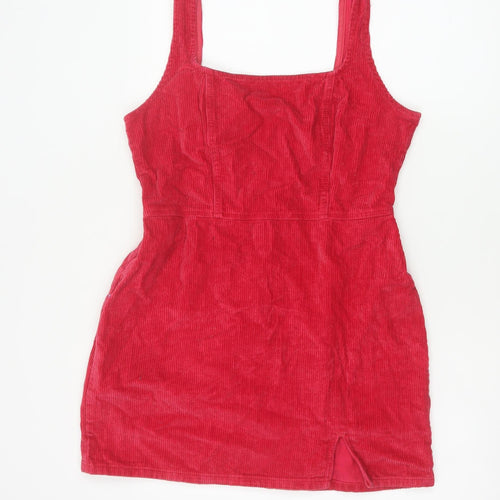ASOS Design Women Red UK 14 Corduroy Bodycon Mini Dress Square Neck