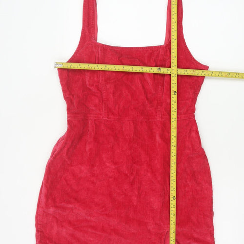 ASOS Design Women Red UK 14 Corduroy Bodycon Mini Dress Square Neck