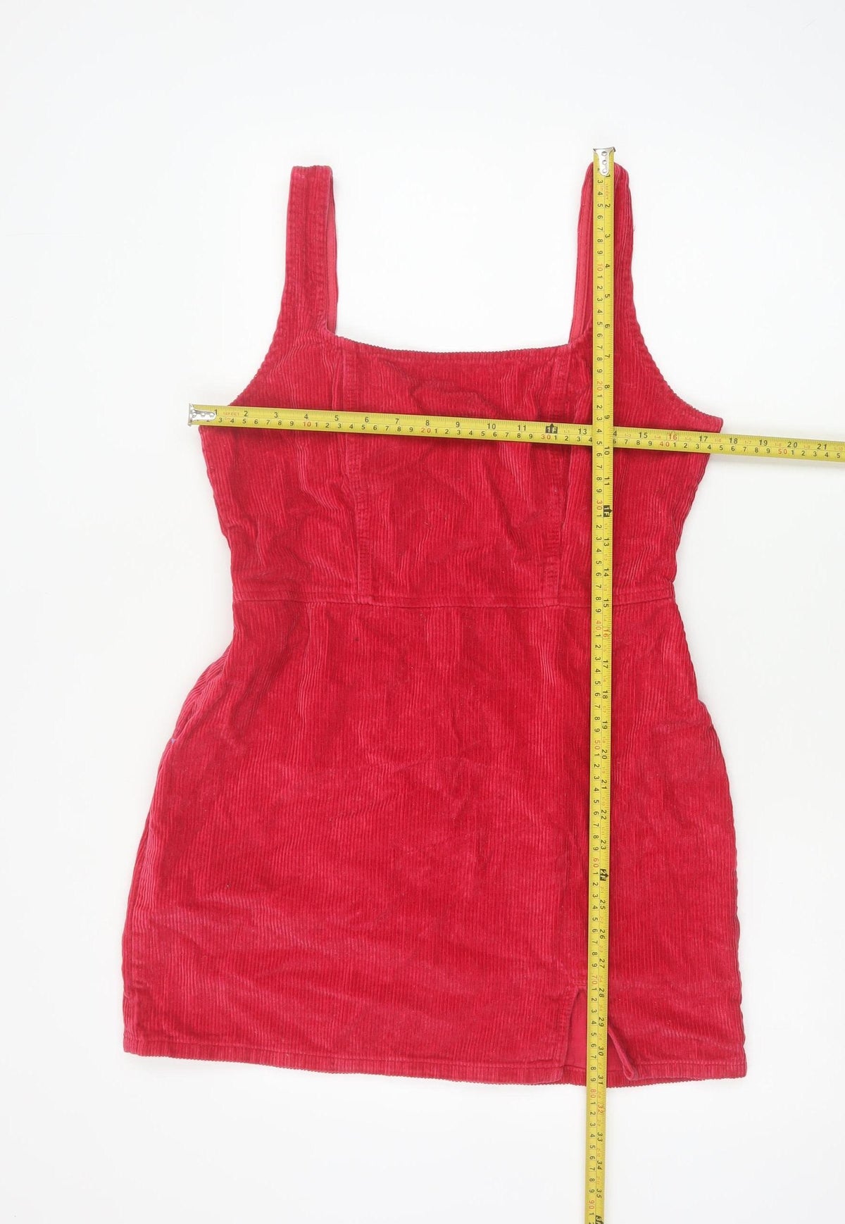 ASOS Design Women Red UK 14 Corduroy Bodycon Mini Dress Square Neck