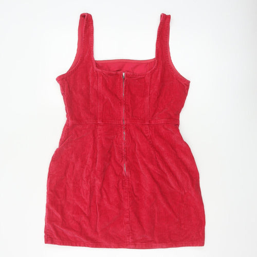 ASOS Design Women Red UK 14 Corduroy Bodycon Mini Dress Square Neck