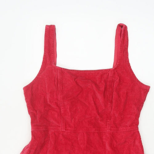 ASOS Design Women Red UK 14 Corduroy Bodycon Mini Dress Square Neck