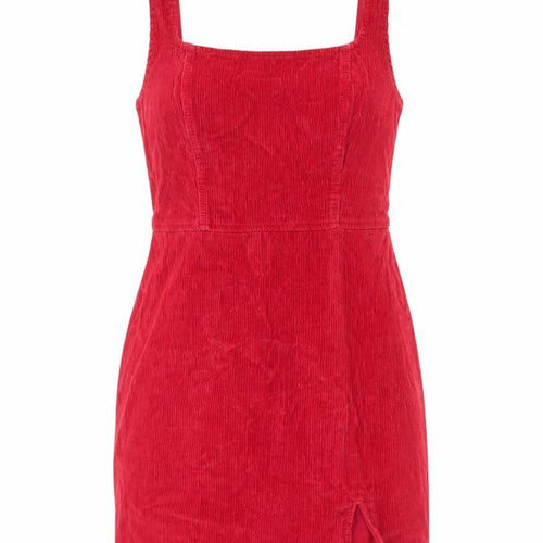 ASOS Design Women Red UK 14 Corduroy Bodycon Mini Dress Square Neck