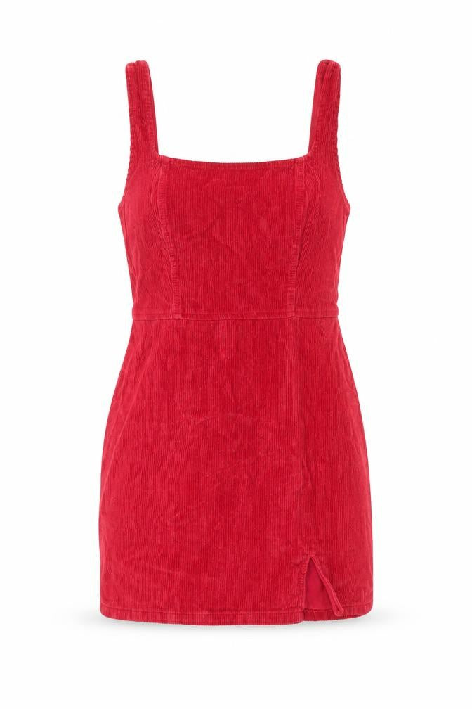 ASOS Design Women Red UK 14 Corduroy Bodycon Mini Dress Square Neck