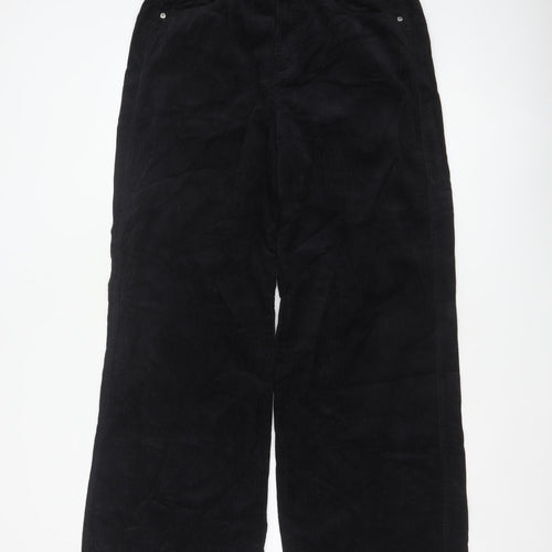 White Stuff Women Black UK 12R Corduroy Wide Leg Trousers