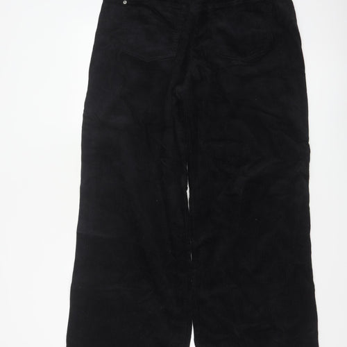 White Stuff Women Black UK 12R Corduroy Wide Leg Trousers