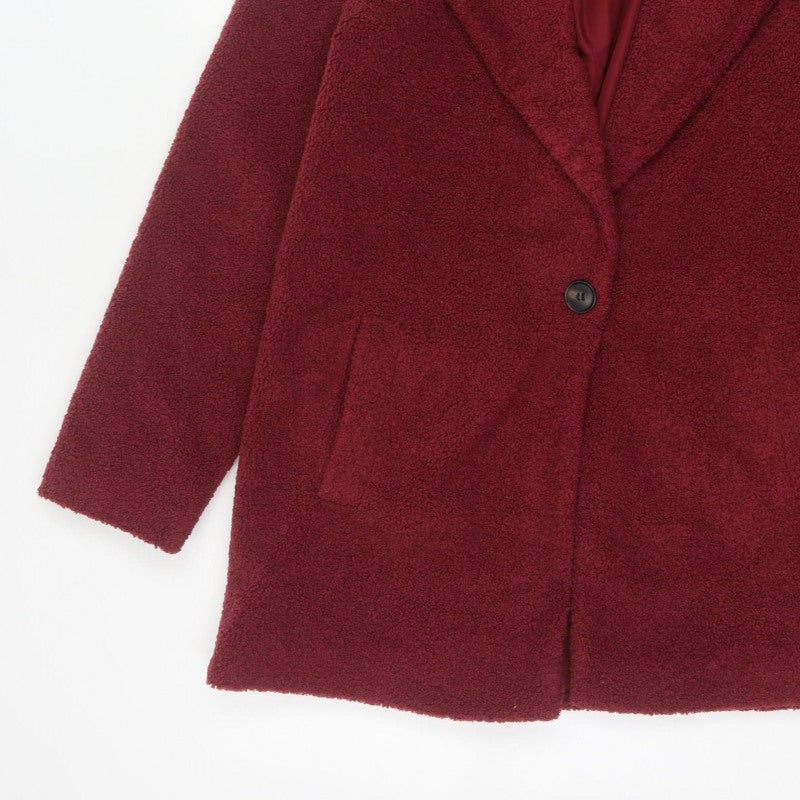 Next Girls Red Teddy Fleece Coat 15 Years Collared Lined Pockets