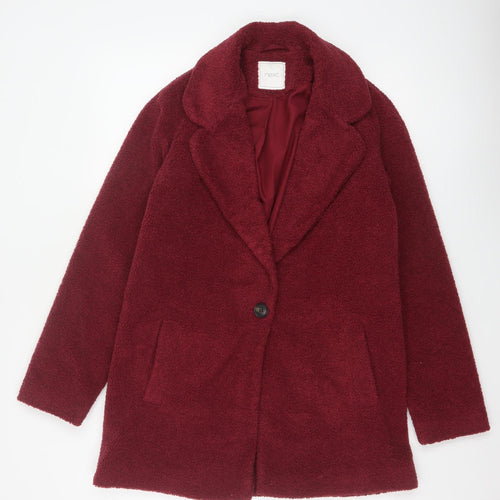 Next Girls Red Teddy Fleece Coat 15 Years Collared Lined Pockets