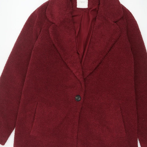 Next Girls Red Teddy Fleece Coat 15 Years Collared Lined Pockets