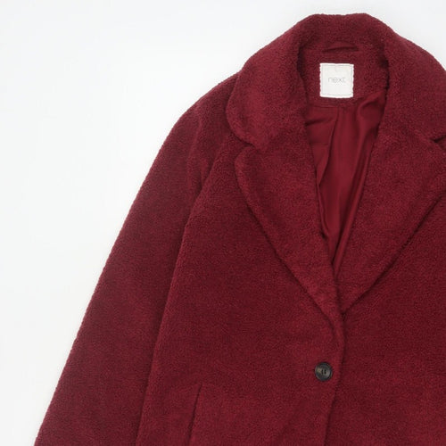 Next Girls Red Teddy Fleece Coat 15 Years Collared Lined Pockets