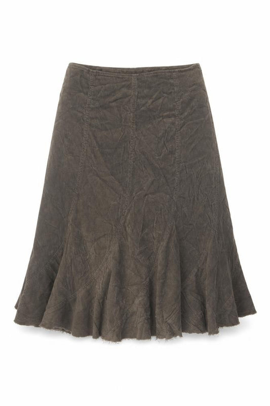 Kew Women Brown UK 12 Corduroy Flared Midi Skirt Lined