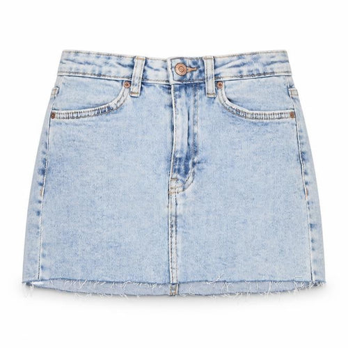 Bershka Women Blue UK 6 High Rise Denim Mini Straight Skirt